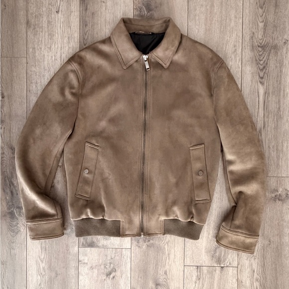 Zara Men's Tan Suede Leather Jacket - Picture 2 of 4